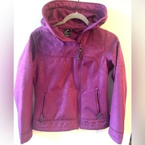 Purple side zip up jacket with floral print design